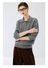 Cashmere Cable Knit Polo Collar Loose Long-Sleeve Sweater for Autumn/Winter