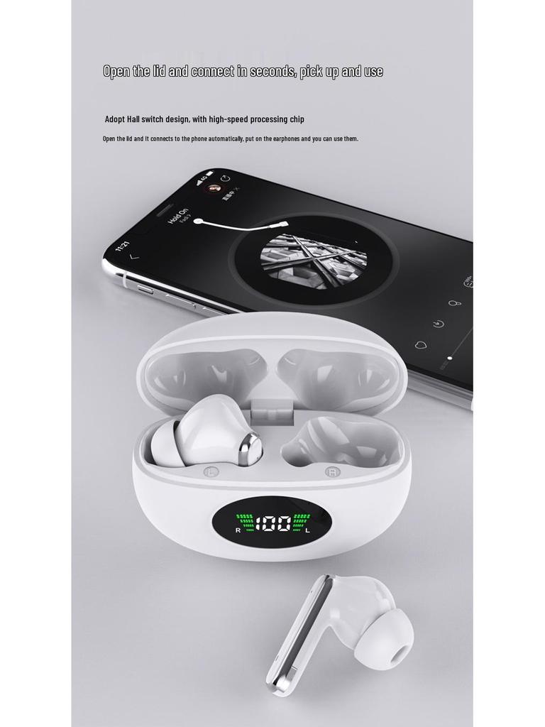 Wireless Bluetooth In-Ear Headphones with ANC, Digital Display, Long Battery Life, and Sports Fit