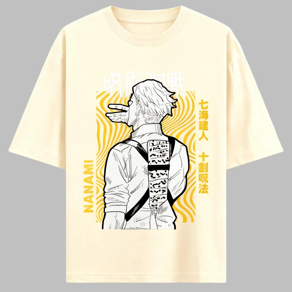 T-shirt in Puro Cotone con Stampa di Nanami Kento da Jujutsu Kaisen, Unisex Taglio Largo Stile Harajuku T-shirt Estiva Merch Anime