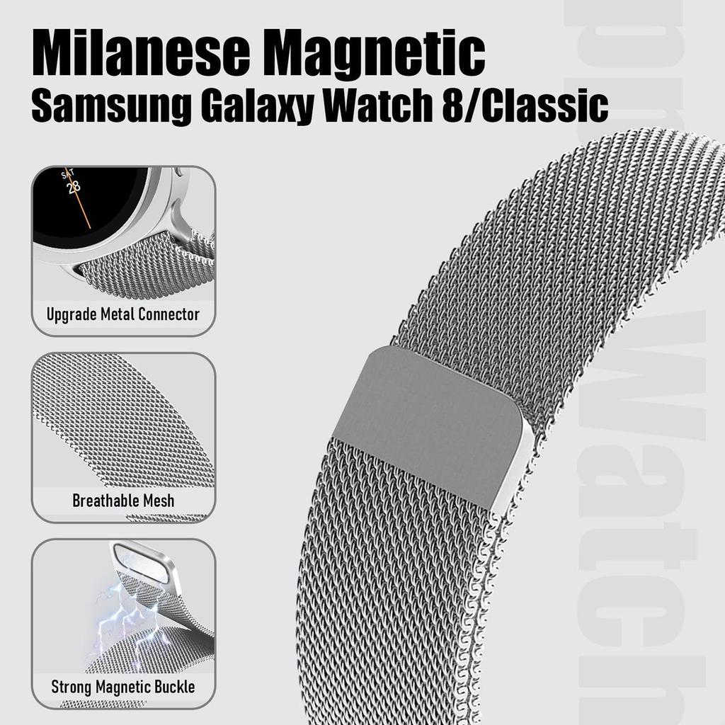 Compatible Samsung Watch8 Milanese Style Magnetic Stainless Steel Strap