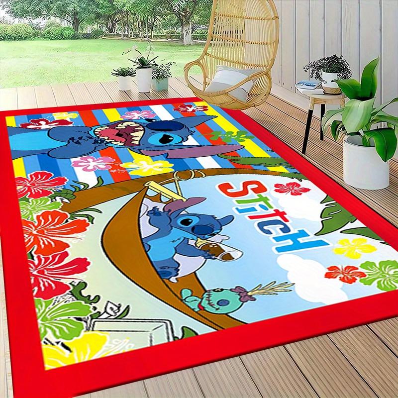 1pc Stitch Cartoon Carpet, 100% Polyester, Non-slip, Machine Washable, Waterproof, Outdoor Yard and Garden Decor, Home and Bedroom Decorative