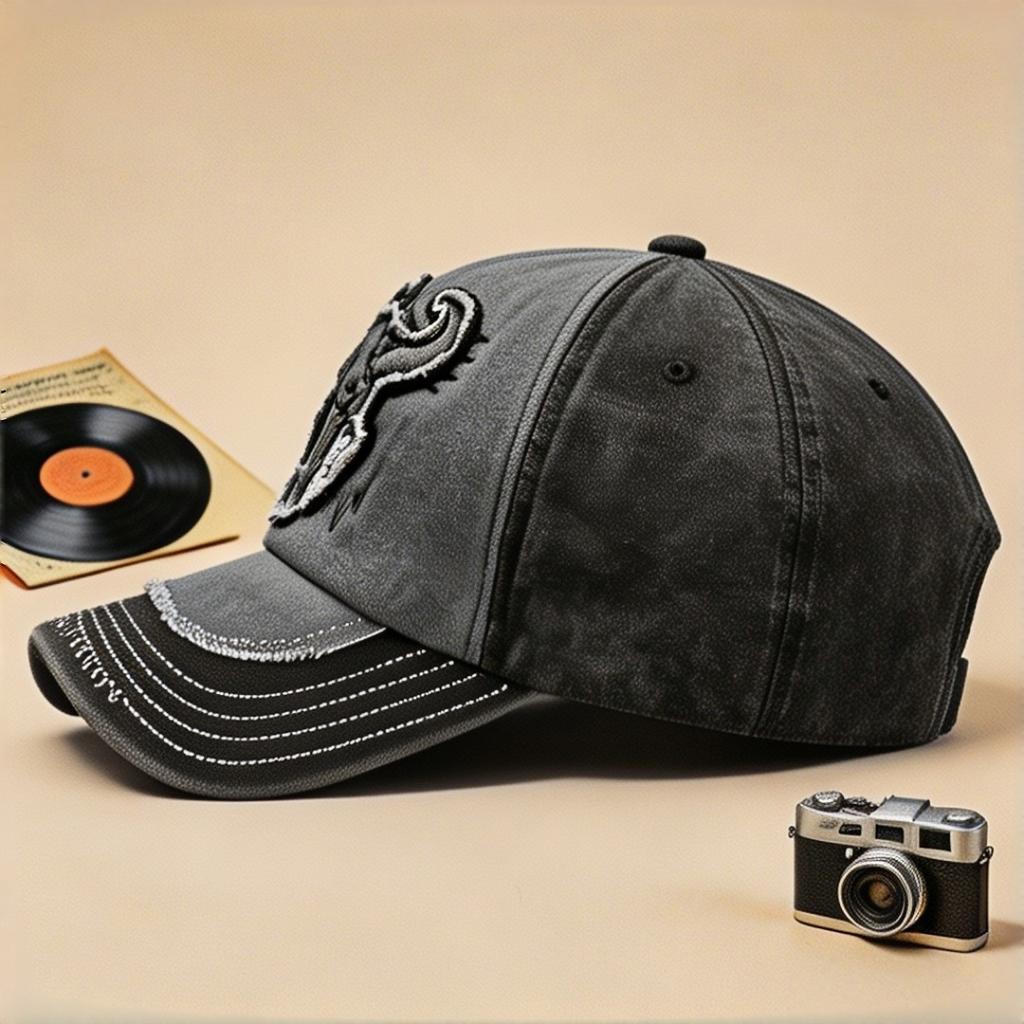 Bull Embroidery Baseball Cap Men Women Washed Distressed Vintage Snapback Hat Adjustable Outdoor Sunscreen Hip Hop Trucker Cap
