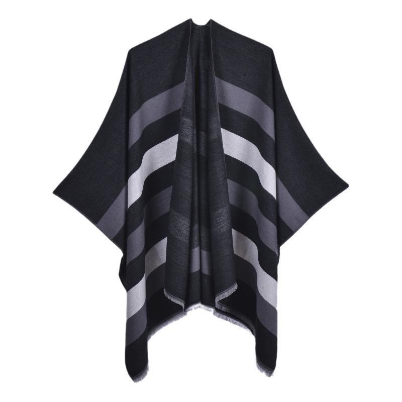 Women's double-sided two-color cape shawl new simple four-season imitation cashmere cape air-conditioned room shawl