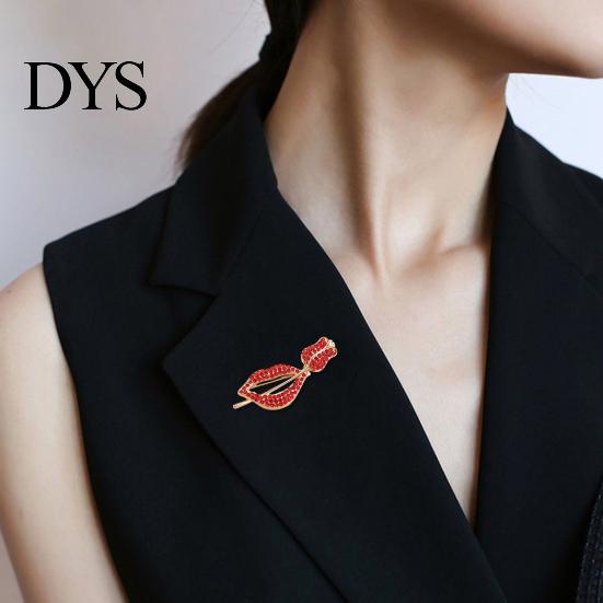 Clothes Brooch Rhinestone Flower Pin, Bow Deer Red Lip Lapel Anti-tarnish Dress Suit Hat Bag Clothing Accessories, Elegant Jewelry for Women