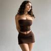 GMXIA Women's Summer Spring Sleeveless One Shoulder Fashion Casual Line Top Chest Slim Short Women Skirts