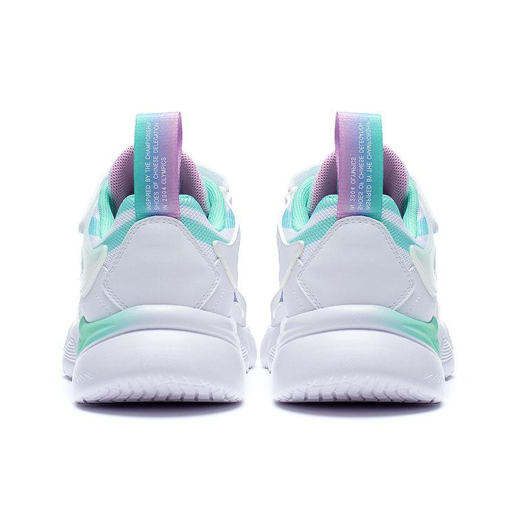 Li Ning Kids Big Aurora Sports Trend Non-Slip Anti-Kick Rebound Lightweight Casual Shoes Kids Casual Shoes Standard-White Light-Blue-Purple YKCQ274-92