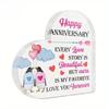 1pc Heart-Shaped Acrylic Sign - Contemporary Farmhouse Table Decor with Romantic Penguin Couple & 'Love You Forever' Message, Battery 