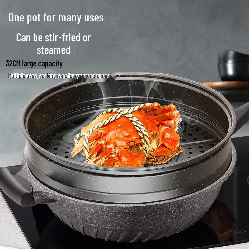 Eumeida Black Diamond 32cm Micro-Pressure Multi-Purpose Wok