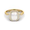 925 Sterling Silver Gold Vermeil 0.90 Cts Octagon Shape Pearl Solitaire Wedding Women Ring