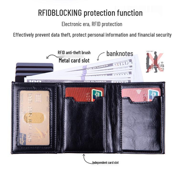 Men's RFID Aluminum Pop-Up Card Holder Wallet with Multi-Card Slots