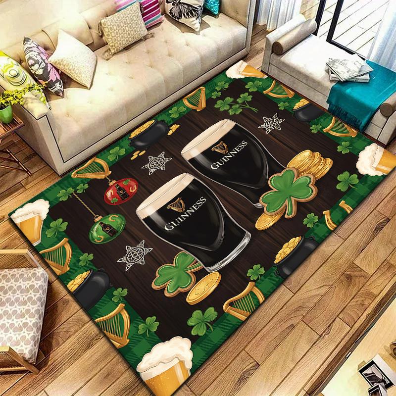 St.Patrick's Day cloverPattern Square Carpet,Area Rug,Carpet Rug for Living Room Bedroom Sofa Playroom Decor,Non-slip Floor Mat,Holiday Birthday Gifts