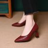 sapatos femininas women cute pointed toe high quality wine red slip on stiletto heel shoes lady black work shoes ab685