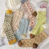 5 Pieces/white Floral Mid-tube Socks Women's Trendy Japanese Powder Fog Color Student Loli Spring Thin Section JK Socks Pink New