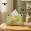 Dormitory Storage Bag Leather Tissue Box Cover with Oil Painting Pattern, Foldable Desktop Organizer, Napkin Holder Kitchen Paper Organizer