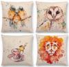 Exquisite Watercolor Lion Flowers Butterfly Lane Bird Wren Cushion Cover Ideal For Stylish Homes