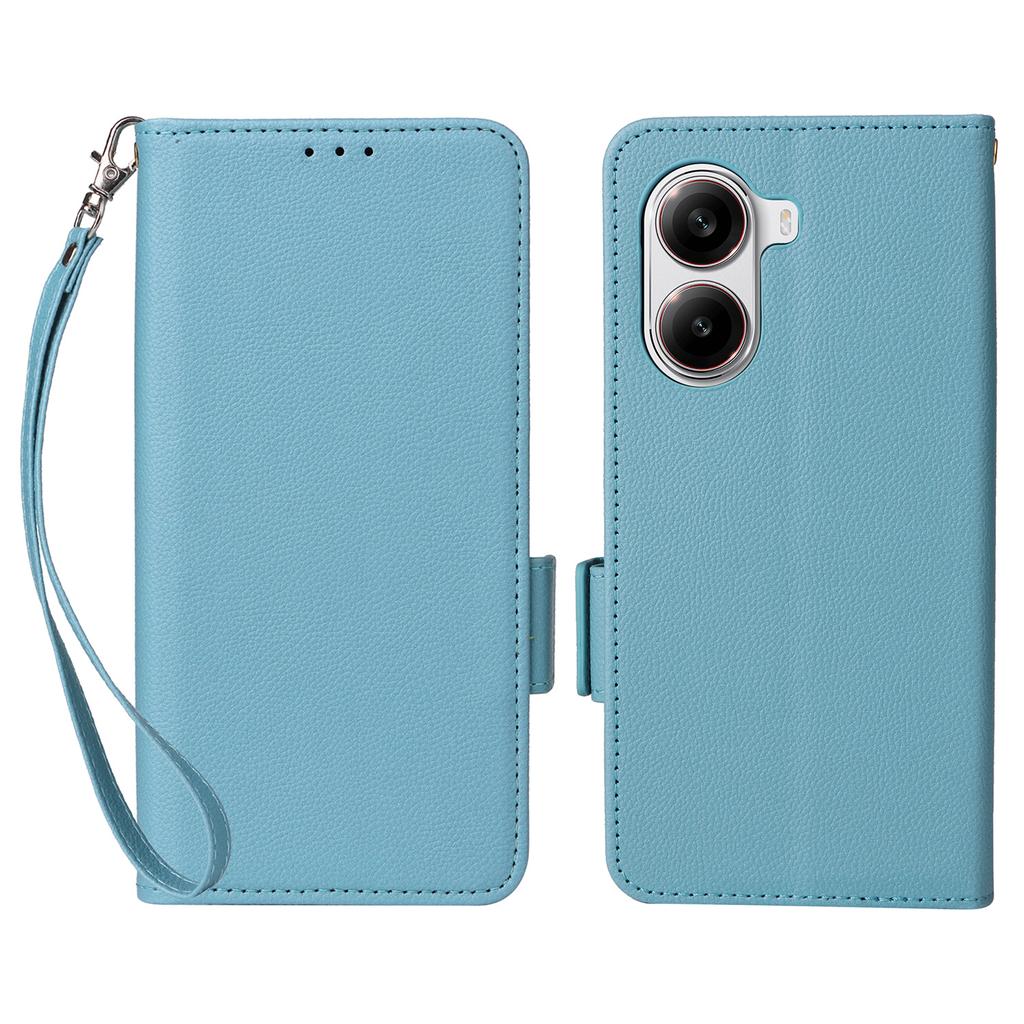 For Xiaomi Poco X7 Pro 5G/Redmi Turbo 4 5G Case with Wrist Strap Litchi Texture PU Leather Wallet Phone Cover