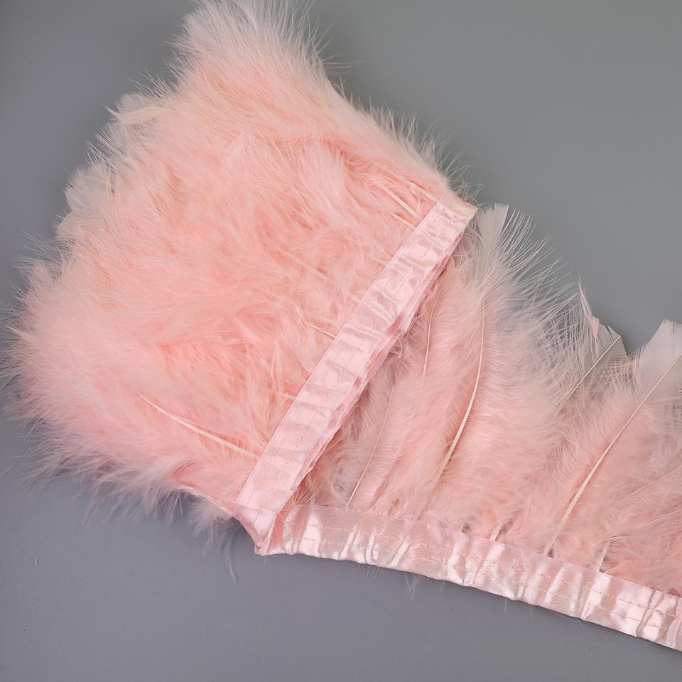 FeatherTurkey Feather Fringe 4-6inch Colorful Marabou Feather Tape for Handiwork Clothes Dress Handmade Cloth Strap Home Decoration