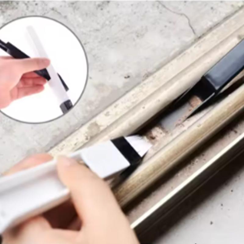 Portable Two-in-one Cleaning Brush Multifunctional Door and Window Keyboard Groove Cleaner Dust Shovel Window Rail Cleaning Tool