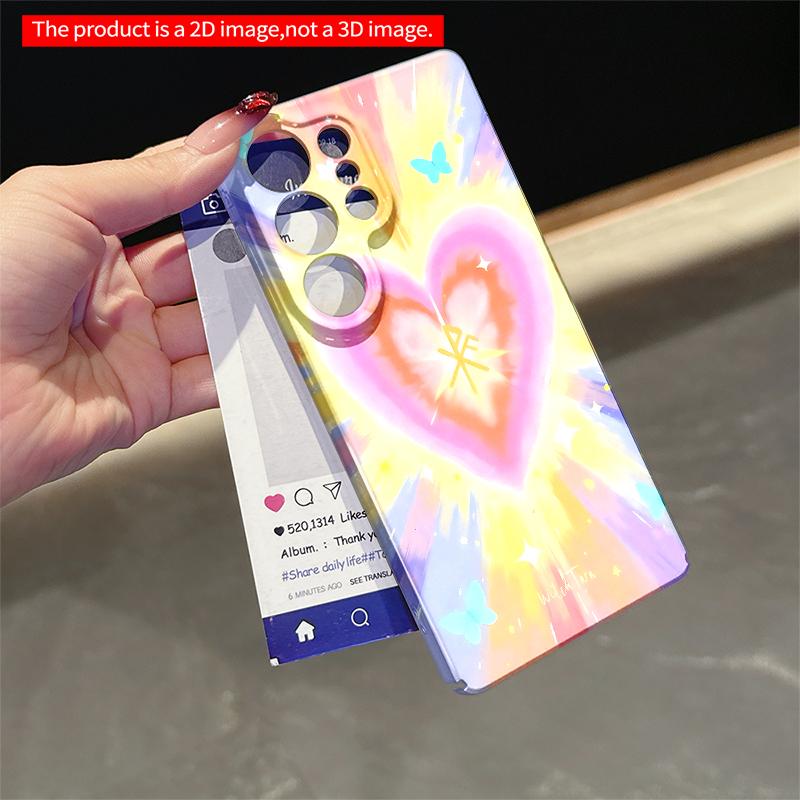 2DFlat Samsung phone case Pastel Heart Burst with Butterflies & Symbol Applicable to Galaxy S22 S23 S24 S25ULTRA S26 A12 A13 A14 A15 A16