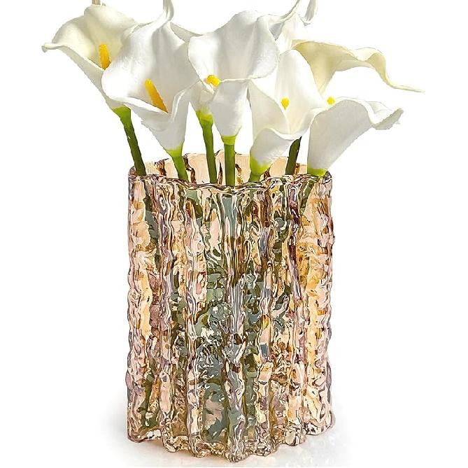 Aoderun Glass Vase Crystal Vase Heavy Duty Large Flower Vase for Dining Table Kitchen Office Home Shelf Wedding Living Room Centerpieces(Clear)