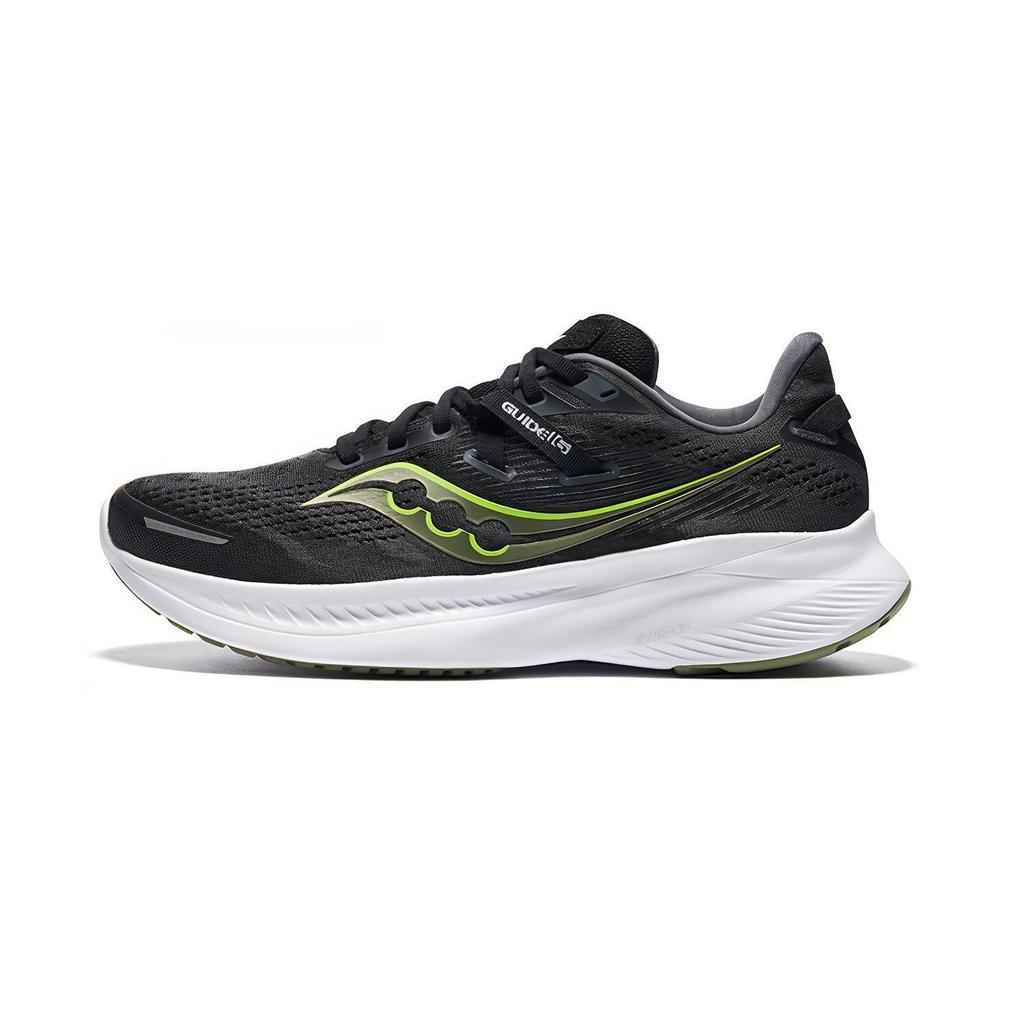 Saucony Guide 16 Comfortable Fabric Cushioning Support Rebound Low Top Training Running Shoes Men sneaker Black Green S20810-34