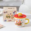 Fun burger ceramic mug three-dimensional coffee with lid water cup student office living room breakfast milk cup
