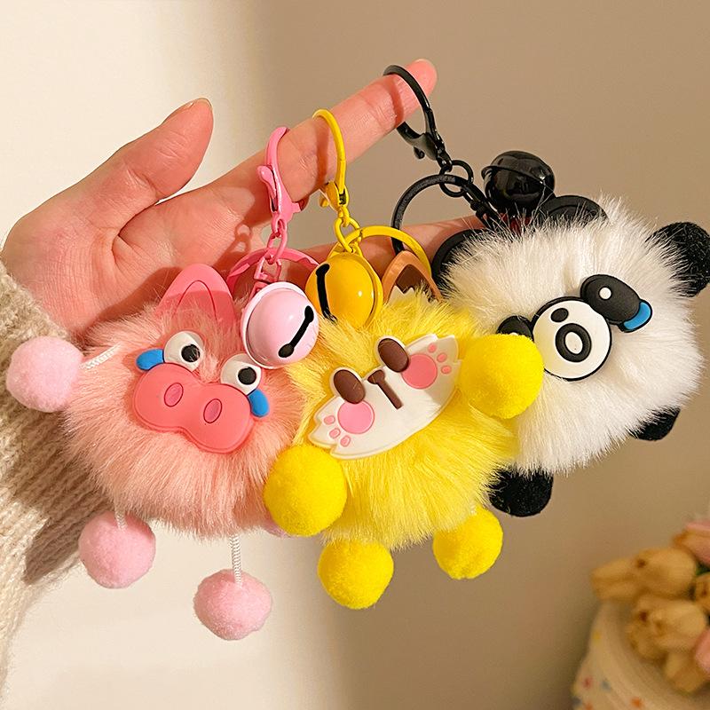 Plush Animals Keychain Cartoon Stuffed Animal Pendant Doll Pendant Keyring for Car Key Bags Backpack