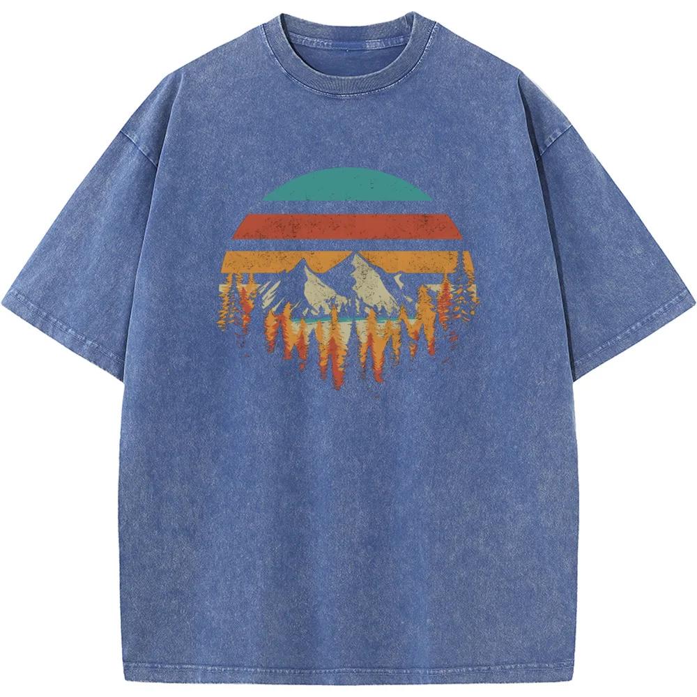 Men's Mountain Forest Deeply Wild Printed Crewneck Short-sleeve T-shirt Men Women Fashion Oversized T-shirt