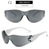 Y2K Millennium Euro American Eye Glasses Frameless Five-star All-in-one Pilot Sunglasses Women New Spice Sun Visor Sunglasses For Women men