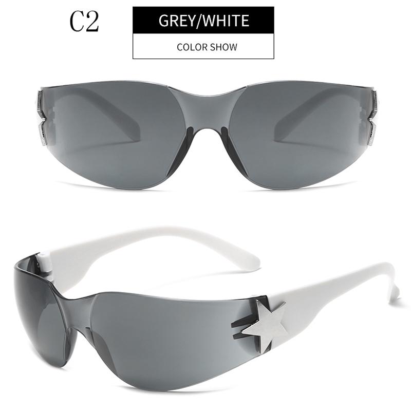 Y2K Millennium Euro American Eye Glasses Frameless Five-star All-in-one Pilot Sunglasses Women New Spice Sun Visor Sunglasses For Women men