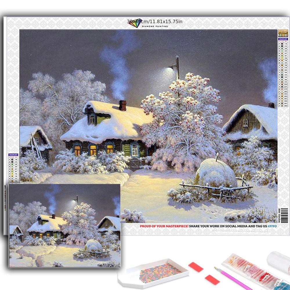 5D Diy Diamond Painting Winter Cabin Cross Stitch Set Full Diamond Embroidery Mosaic Art Picture of Rhinestones Decor Gift