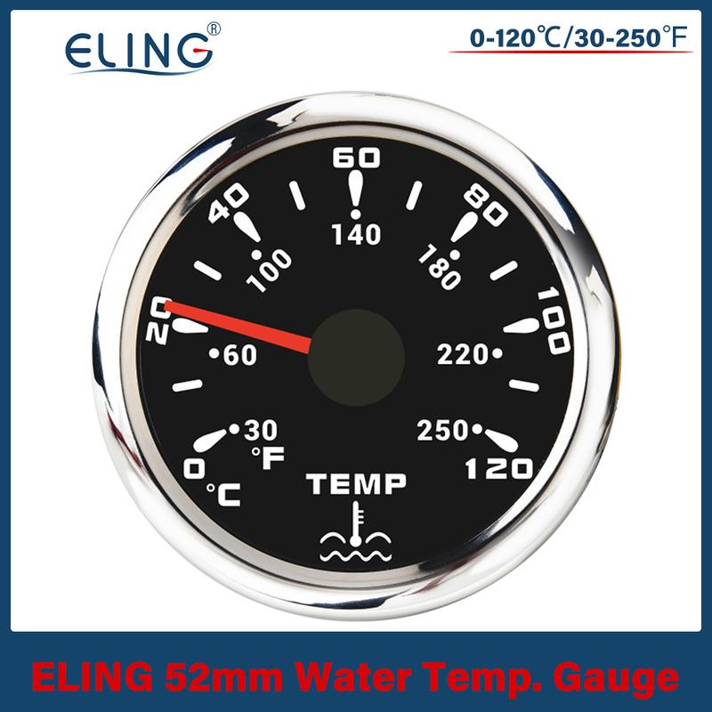 ELING 52mm Water Temp Meter Signal 0-120℃/30-250℉ Temperature Gauge with 7 Colors Backlight for Boat Car Motorcycle 9-32V