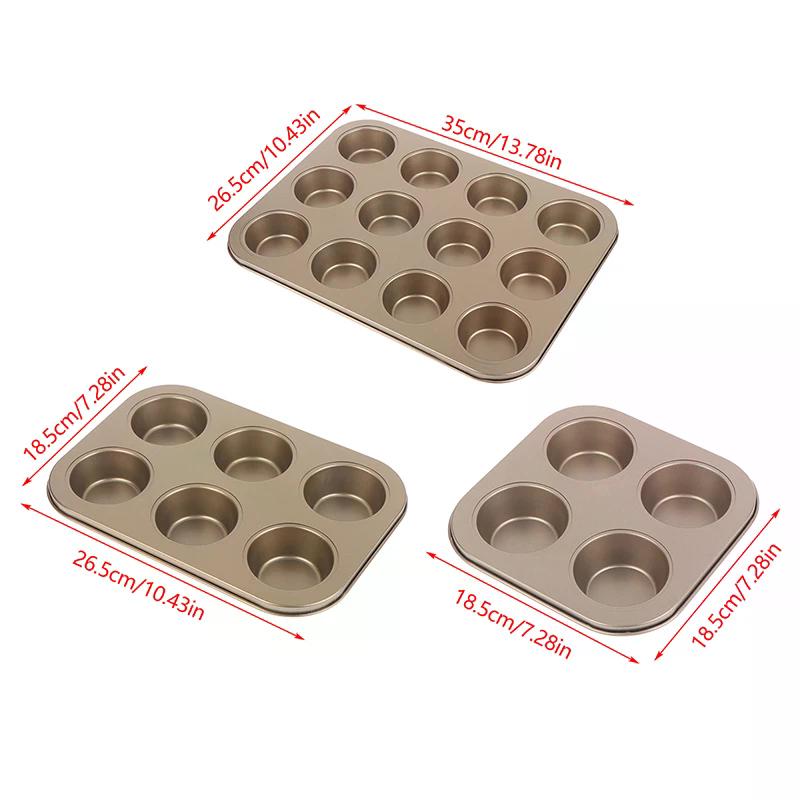 Molde para Magdalenas de 4/6/12 Tazas Bandeja para Muffins Molde para Magdalenas Molde para Muffins Molde para Hornear de Acero al Carbono Utensilios de Cocina Antiadherentes Molde para Pasteles de Microondas