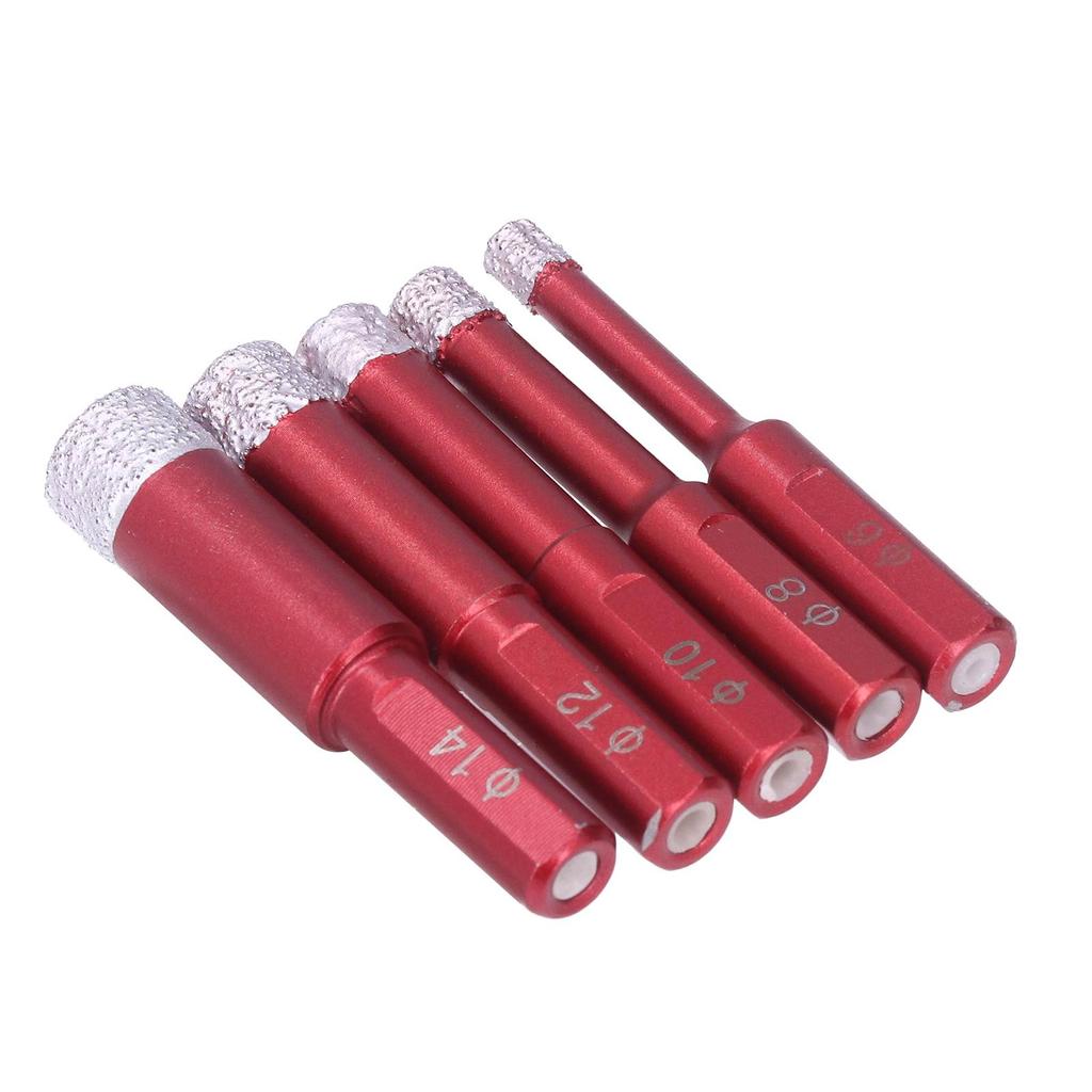 5Pcs Diamond Drill Bit Triangle Shank Dry Wet Drilling Tool Set Kit for Granite Ceramic