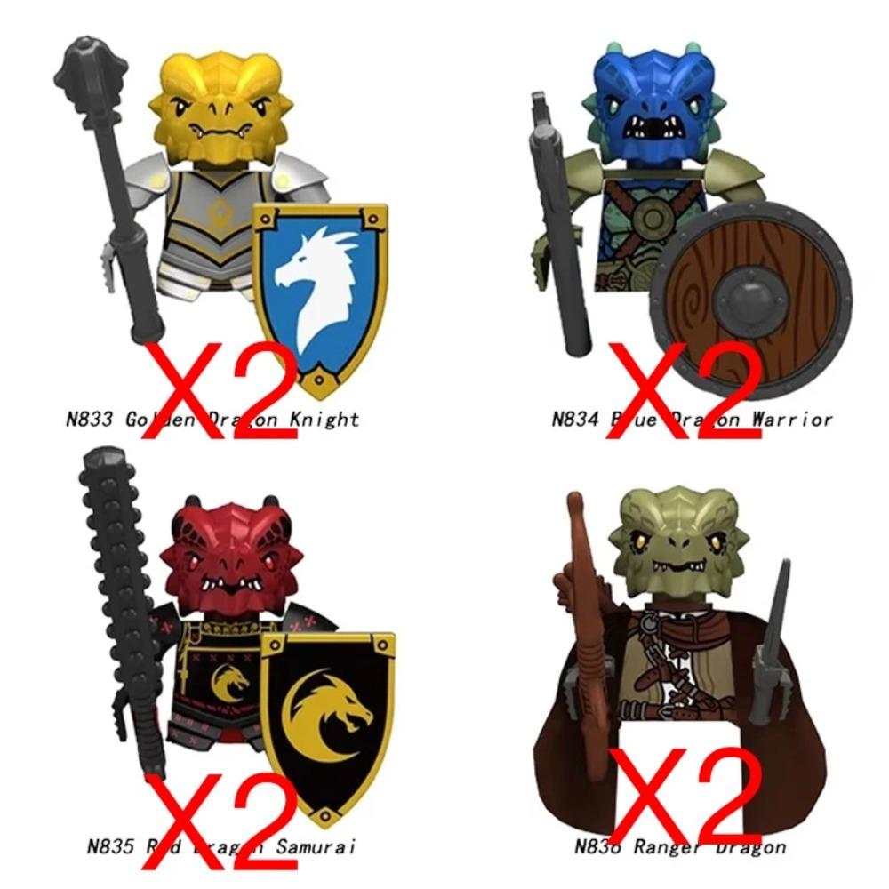 Mittelalterliche Burgsoldaten Actionfiguren Baustein Drache Anime Ritter Zubehör Kriegspferd Miliz Helm Schild Spielzeug Geschenk B15