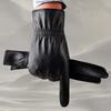 1pair Waterproof Black Thickened Gloves Solid Color Windproof Mittens PU Anti-cold Gloves  Driving