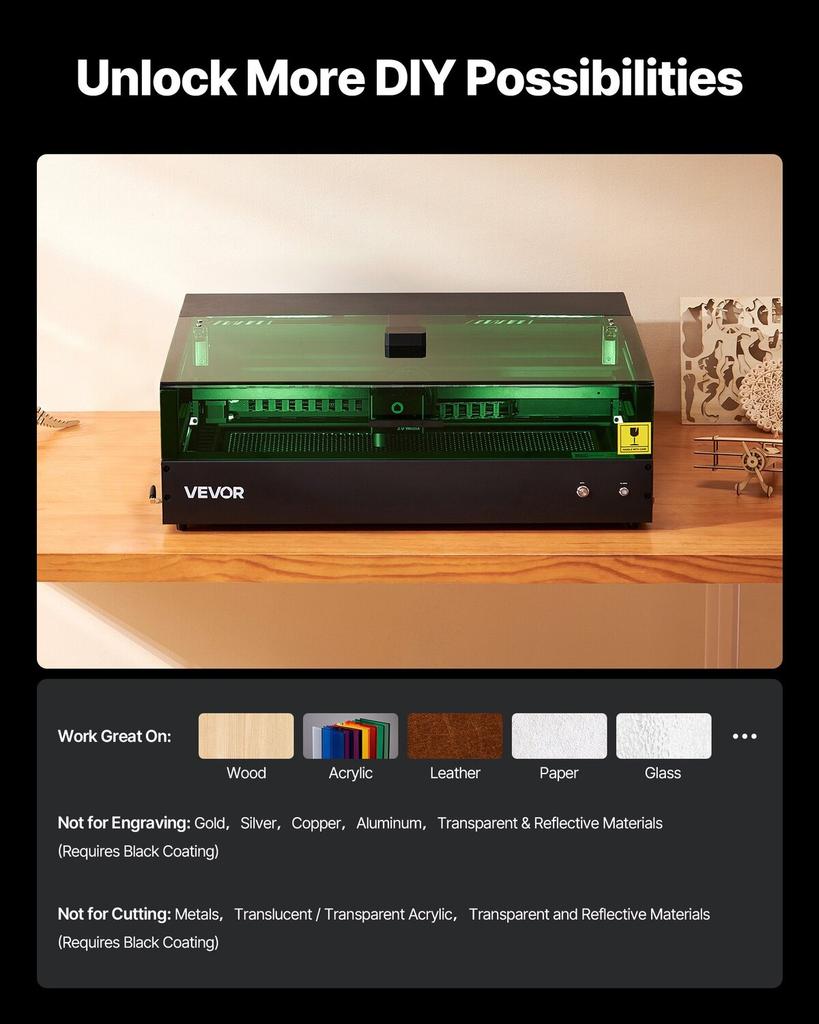 Laser Engraver, 20W, Laser Engraving and Cutting Machine with Enclosure Camera, Laser Cutter, 36000 mm/min, 500 x 320 mm Working Area, for Wood,