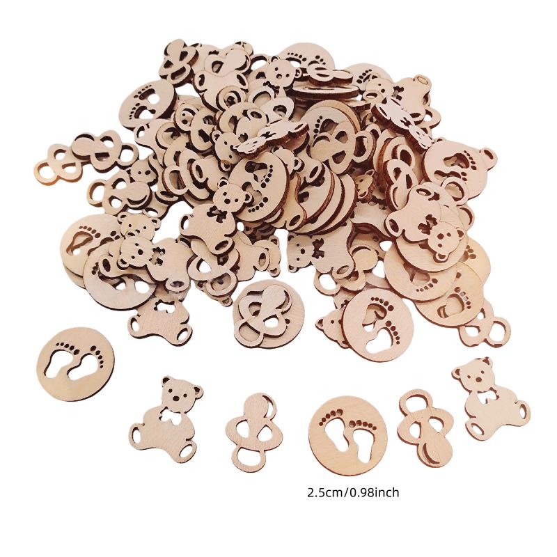 

100Pcs Wooden Baby Letter Heart Baby Shower Cutouts for Baby Birthday Cutout Party Welcome for Backdrop Lovely Nursery Decor