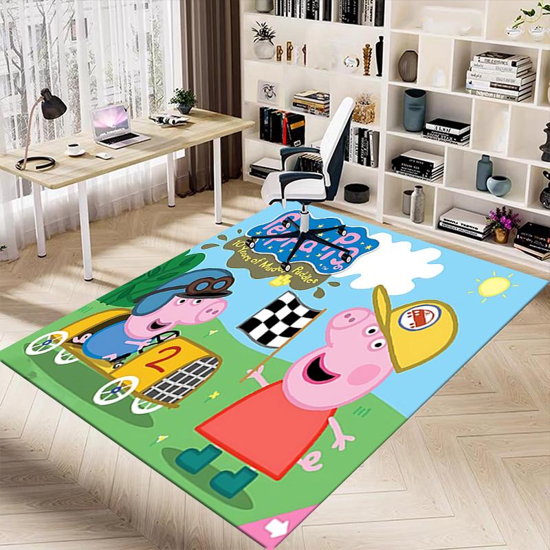 1pc Peppa Pig Party Parade Carpet for Playroom Bedroom Living Room Sofa Home Decor,kids Game Area Rug Non-slip Floor Mat Y723134