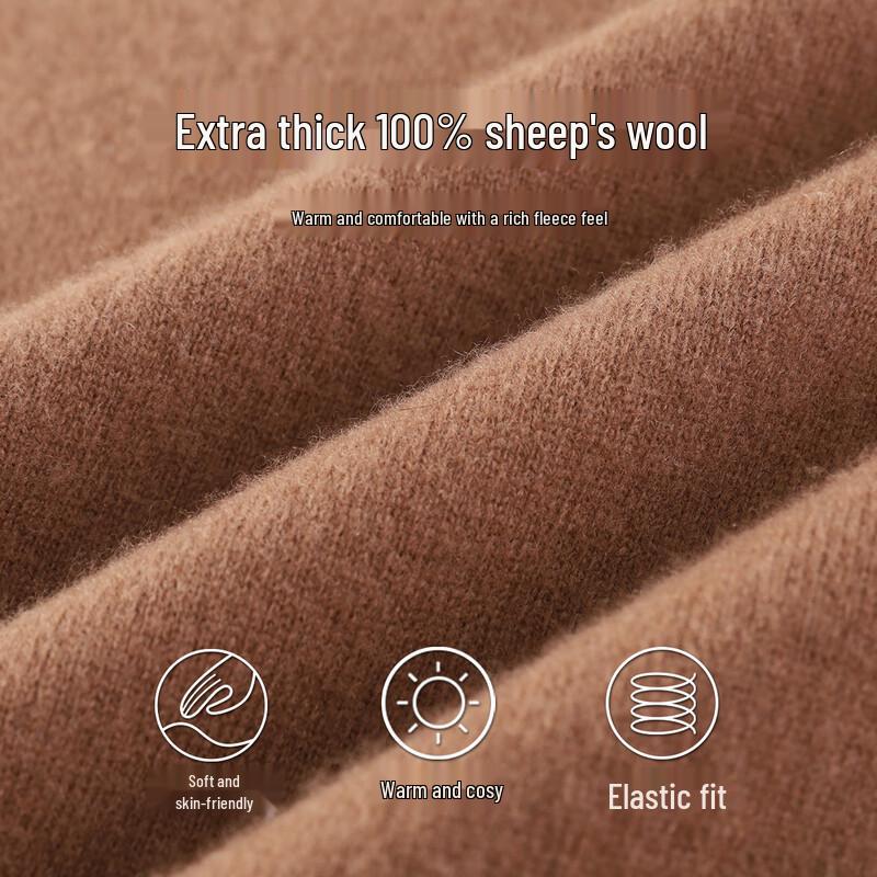 Antonio Men's 100% Wool Ribbed Crew Neck Pullover Sweater