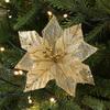 18cm Poinsettia Glitter Flower DIY Fake Flowers Christmas Flowers Large Hanging Ornaments Xmas Tree Decorations
