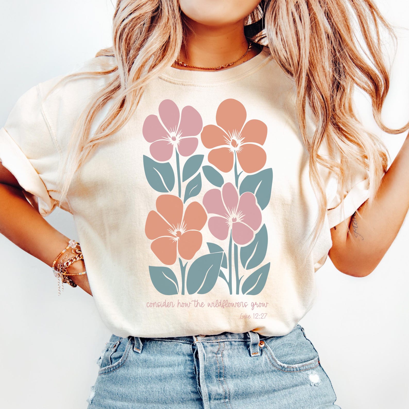 Comfort Colors® Bible Verse Christian Shirt, Luke 12:27 Shirt, Easter Shirt, Religious Mom Tee, Jesus TShirt, Women s Bible Scripture Shirt M