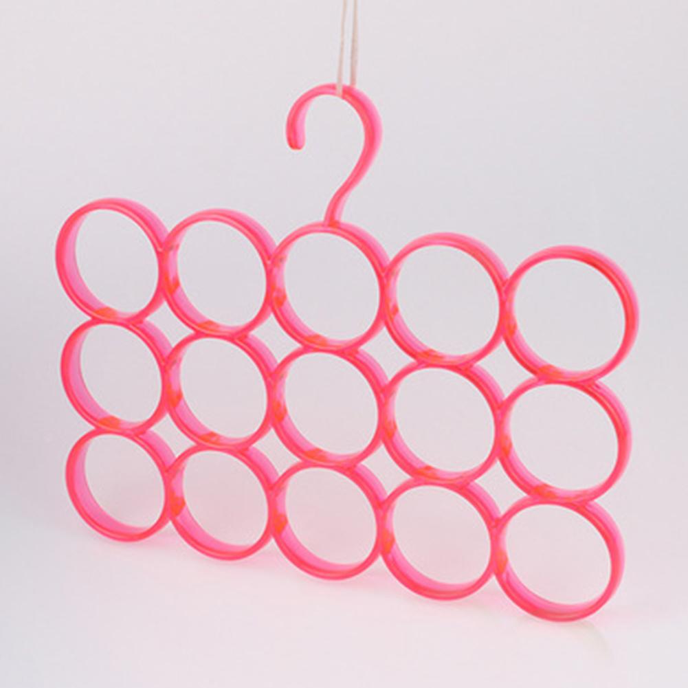 

2Pcs 15 Rings Hanging Racks for Scarf Tie Clothes Towel Storage red
