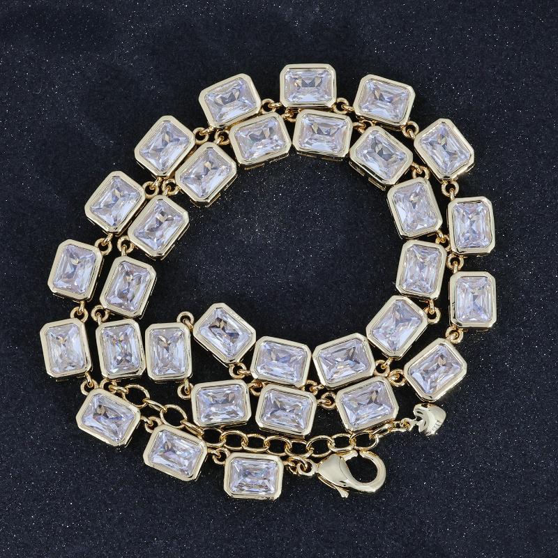 2026 European and American Fashion Color Rectangular Zircon Chain Simple High-end Clavicle Chain Bracelet 18CM золотой