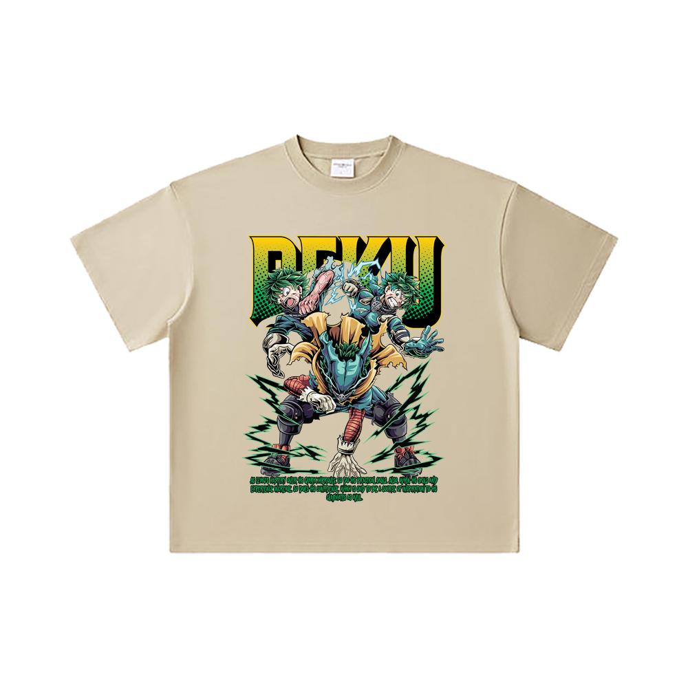 260 GSM Double Yarn 32 Count 100% Cotton My Hero Academia V15 Deku Print Unisex Heavy Cotton T Shirt