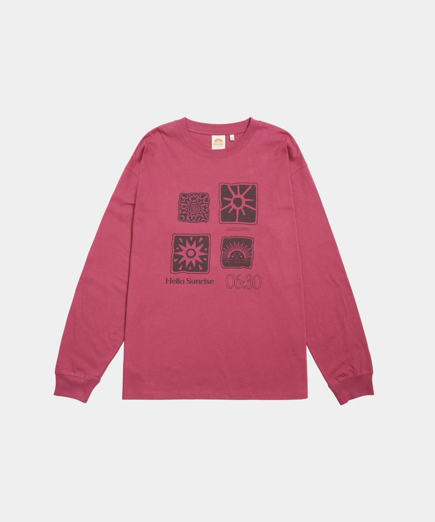 HELLO SUNRISE Sun Stamp L/S Tee_Magenta Pink