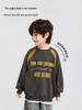 Fairy Tale Memory 2025 Boys' Retro Color Block Patchwork Sweatshirt - Big Kids Autumn Loose Fit, Long Sleeve