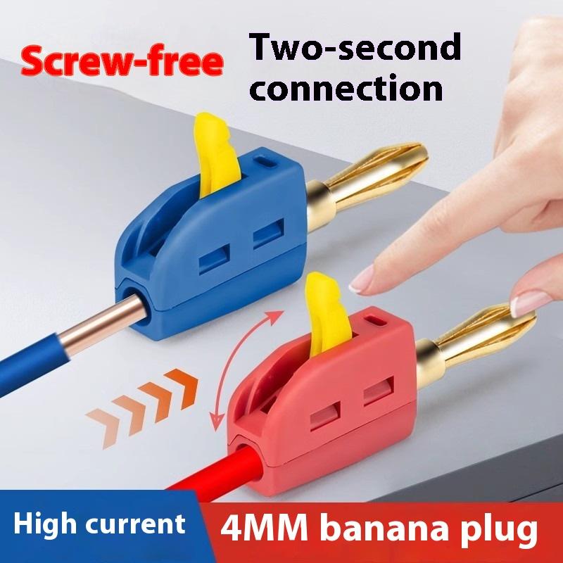 10Pcs 4Mm Banana Plug High Current Quick Connect Gold-Plated Banana Connector 32A Electrical Test