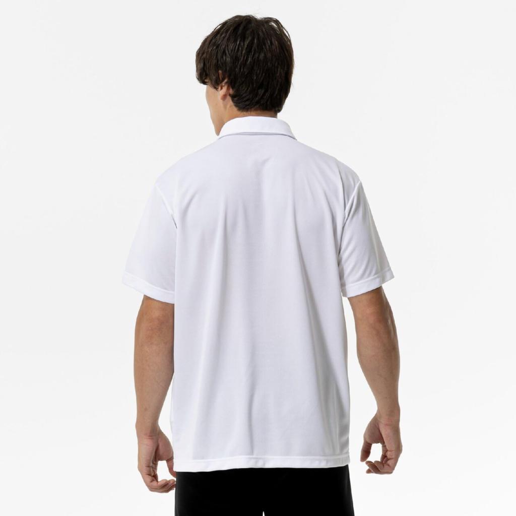 Mizuno NaviDry Training Polo Short New Model M Shirt, Sleeve, Moisture-Wicking, Quick-Drying, Sportswear, 32MAC193, White/Black,