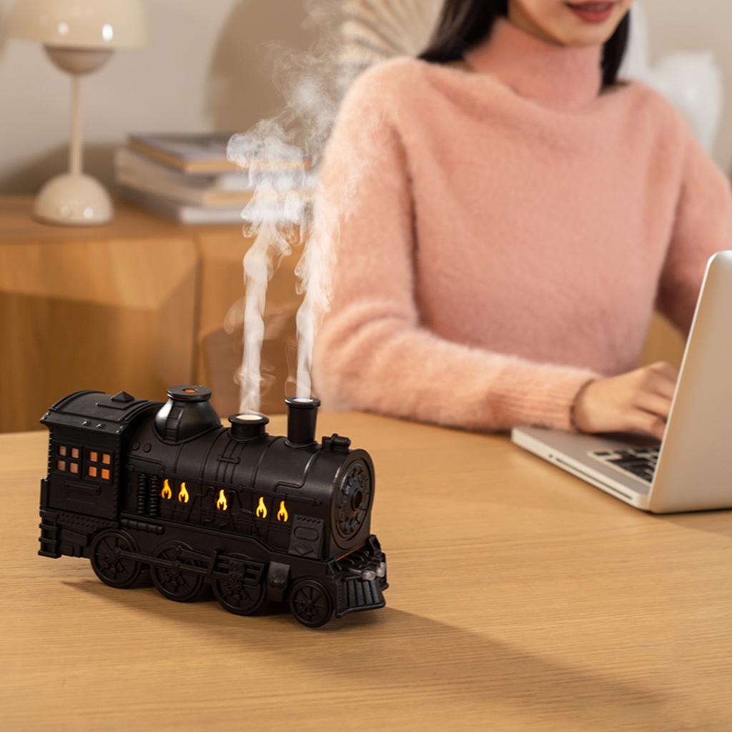 300ML Vintage Steam Train Essential Oil Diffuser with 2-Color LED Light/2 Mist Modes Aroma Diffuser for Home Decor & Gifts